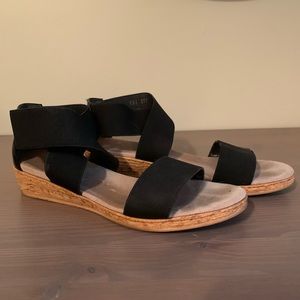 Black wedge sandals